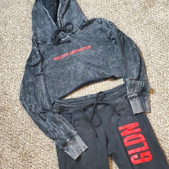 Golden Aesthetics Cropped Hoodie (Matching Joggers in My Closet) - Picture 1 of 4